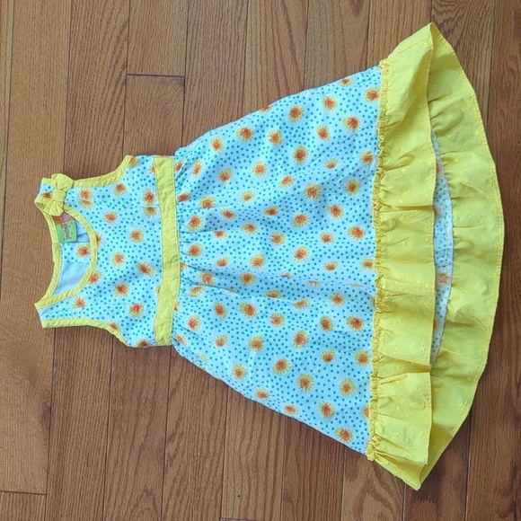 4T Penelope Mack Floral Bow Ruffle Dots Dress Spring Summer Flower Girls - Picture 1 of 15